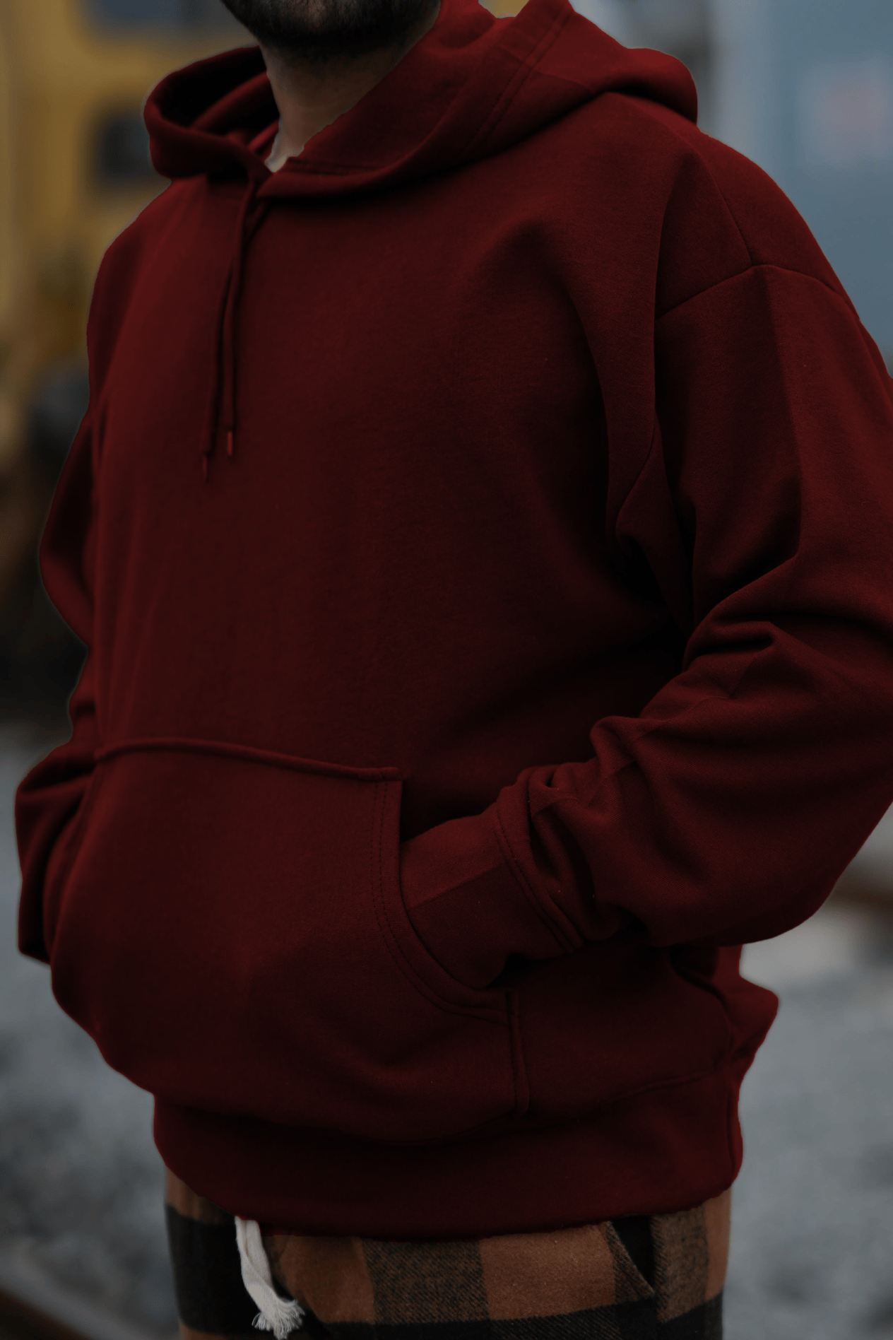 Geniş Kesim 3 İplik Bordo Şardonlu Sweatshirt