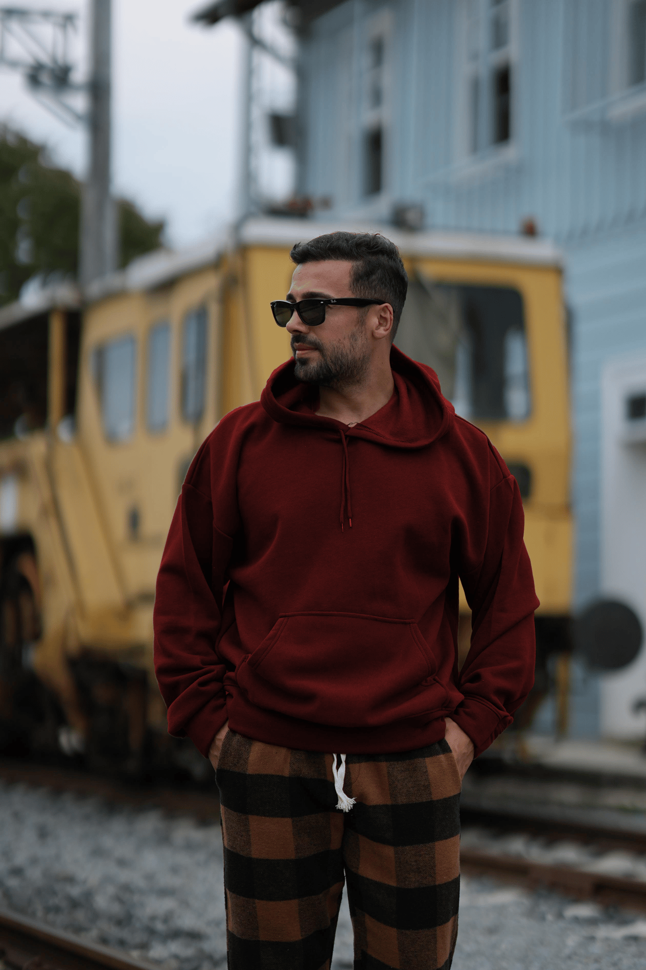 Geniş Kesim 3 İplik Bordo Şardonlu Sweatshirt