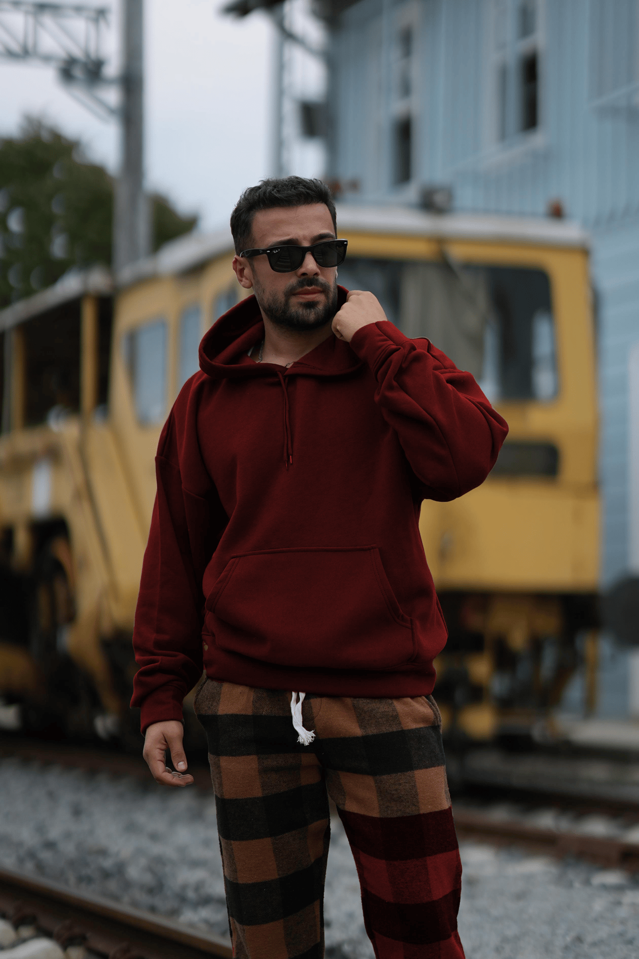Geniş Kesim 3 İplik Bordo Şardonlu Sweatshirt
