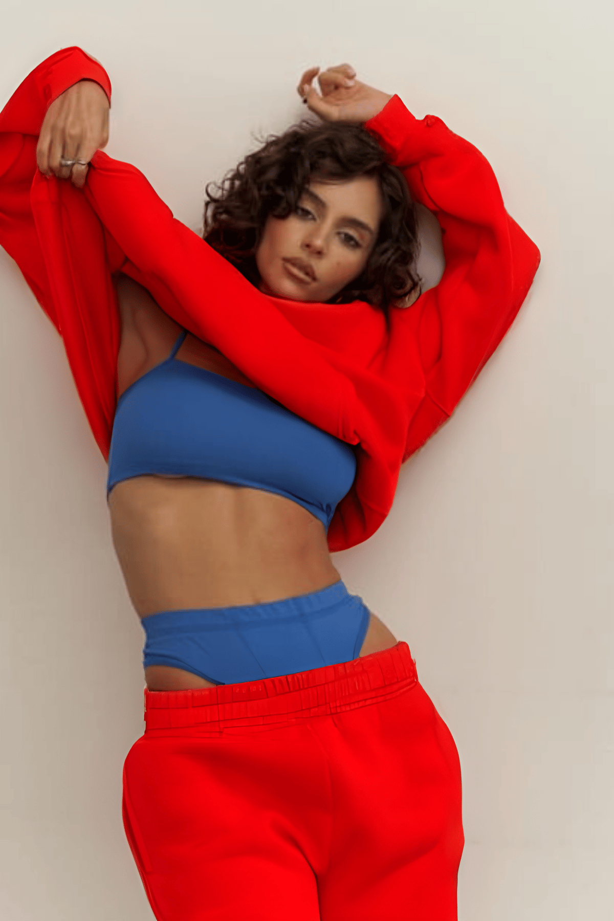 Kadın Oversize 3 İplik Kırmızı Şardonlu Eşofman Takımı