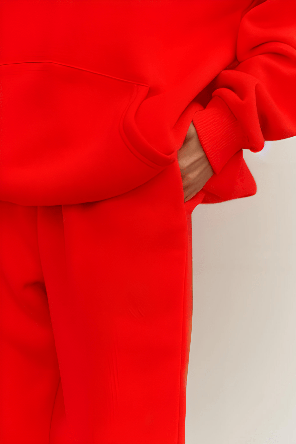 Kadın Oversize 3 İplik Kırmızı Şardonlu Eşofman Takımı