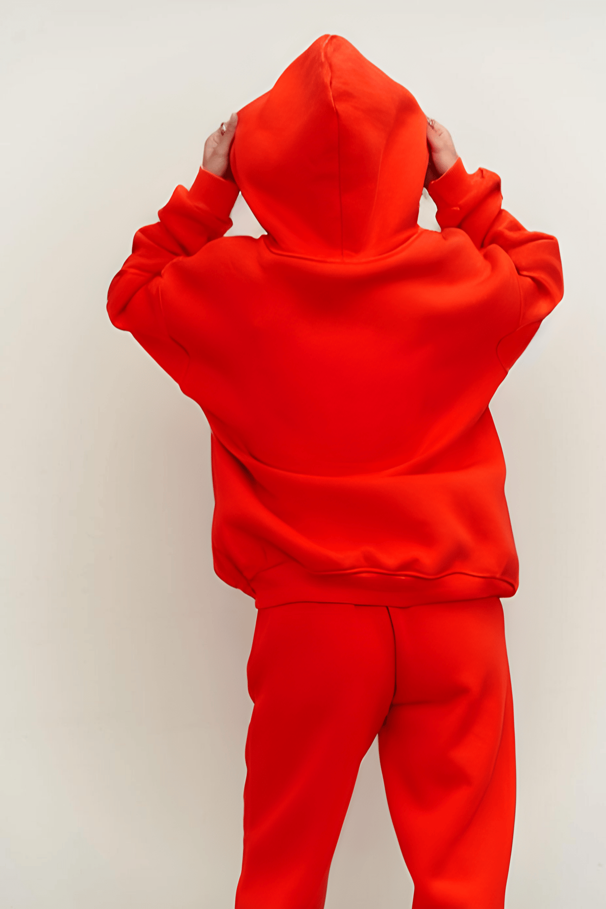 Kadın Oversize 3 İplik Kırmızı Şardonlu Eşofman Takımı