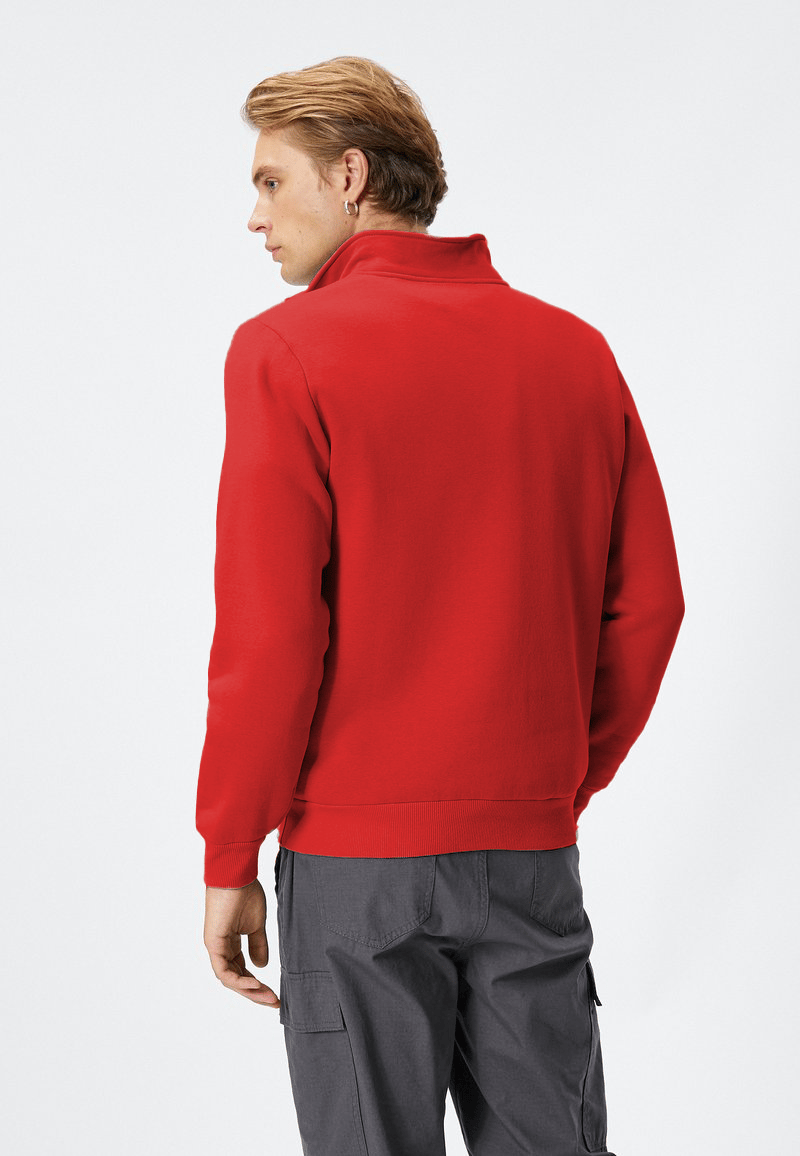Kırmızı 3 İplik Dik Yaka kadın sweatshirt