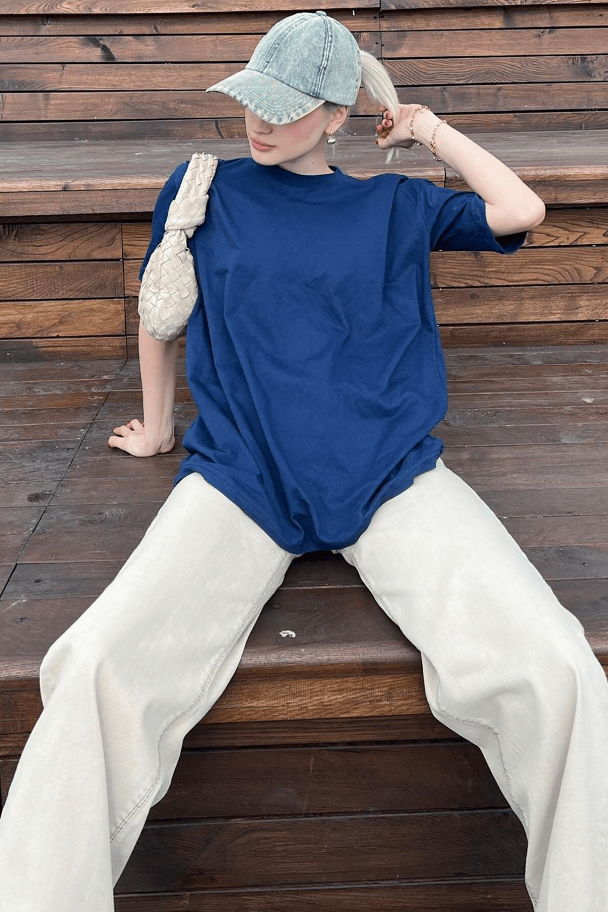 Lacivert Kadın Oversize T-shirt