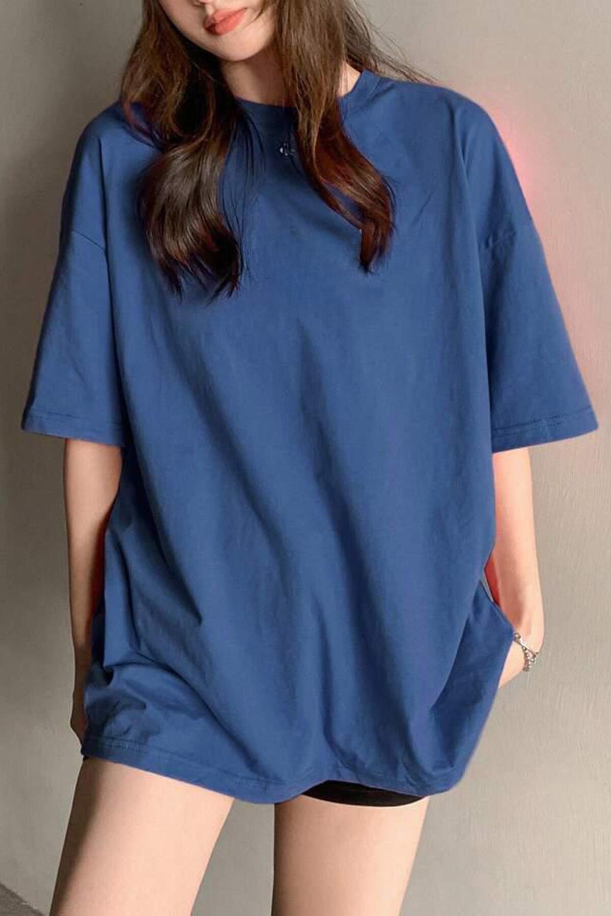Lacivert Kadın Oversize T-shirt