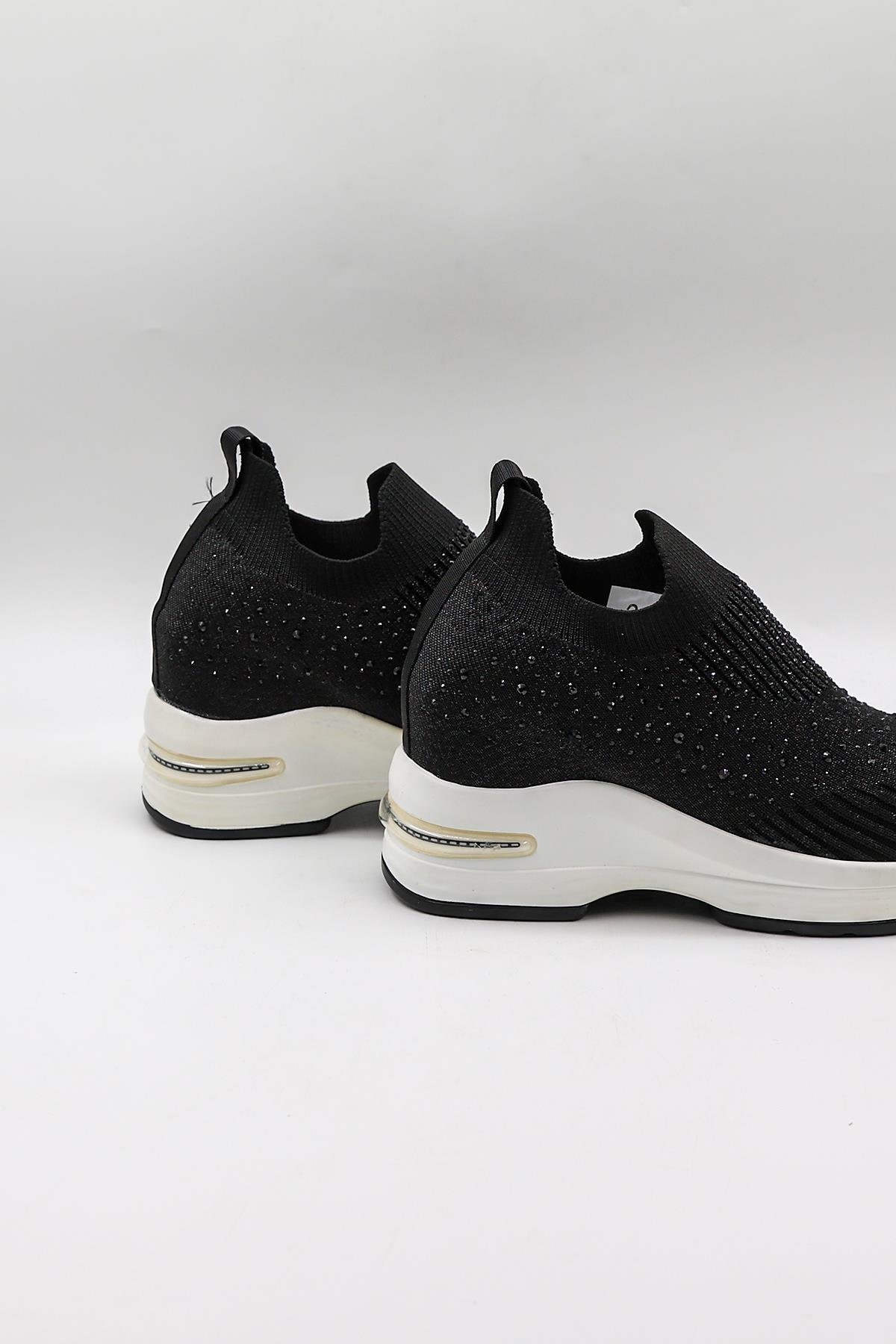 Kriste Bell Taş Detaylı Sneaker Kadın Spor Ayakkabı KB008 Siyah