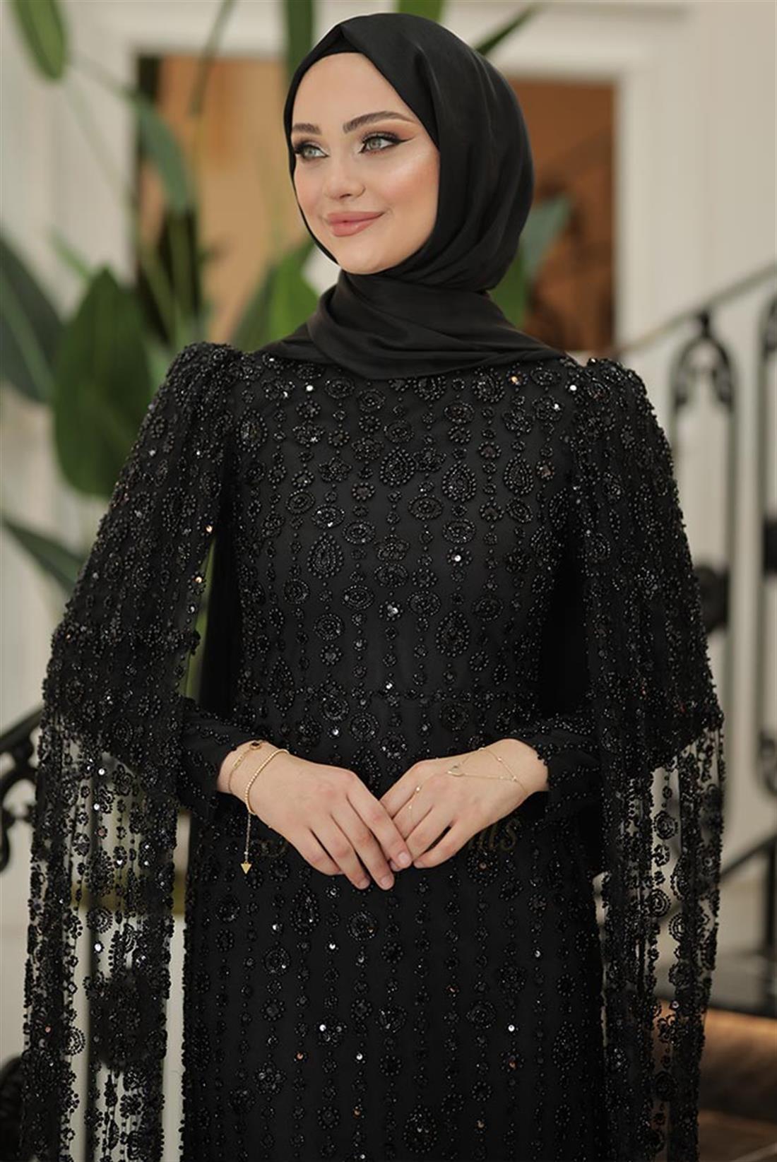 Pınar Şems Rabia Abiye Siyah
