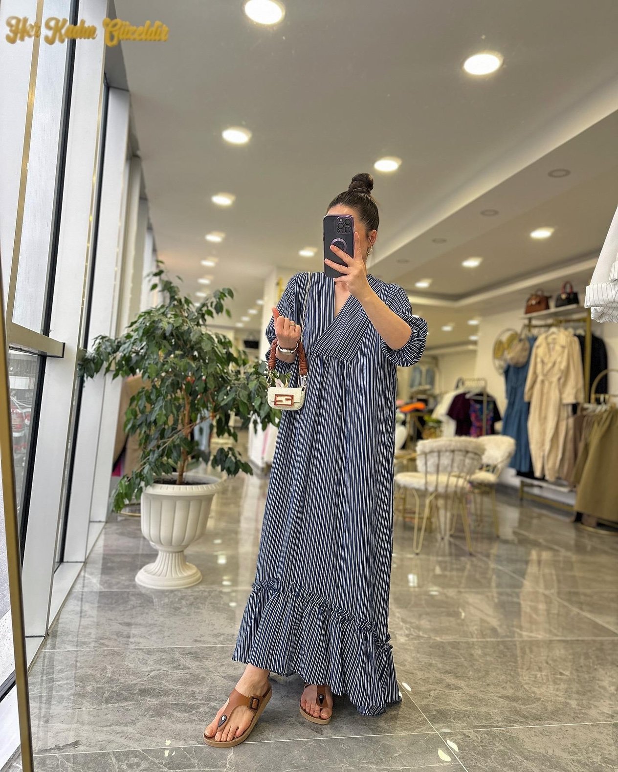 ELBİSEModa MTMXCZGLELBS160Çizgili Maxi Elbise 