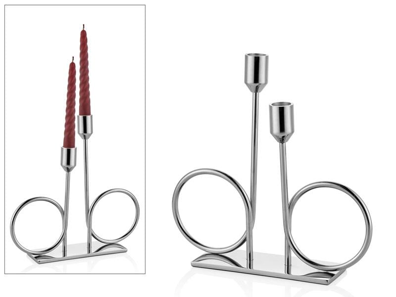 DB NICKEL CANDLE HOLDER 24X7X25 CM