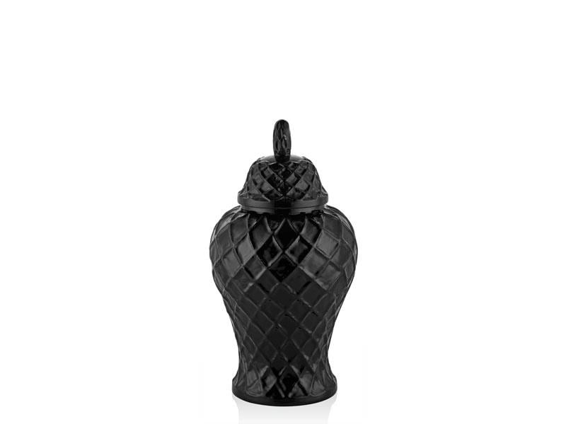 EMBOSSED GINGER JAR BLACK LARGE 22X40 CM