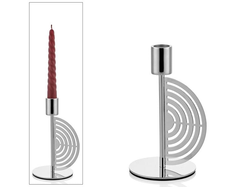HALF CIRCLES NICKEL MEDIUM CANDLE HOLDER 11X9X17 CM