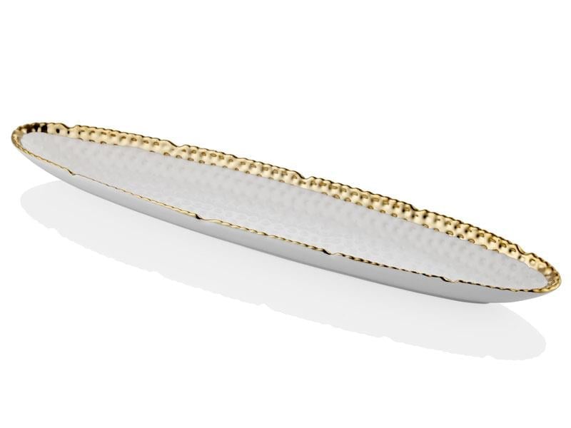 HAMMERED WHITE GOLD BUYUK KAYIK TABAK 51X10X4 CM