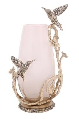 HUMMINGBIRD GOLD CREAM VASE 20X21,5X41 CM