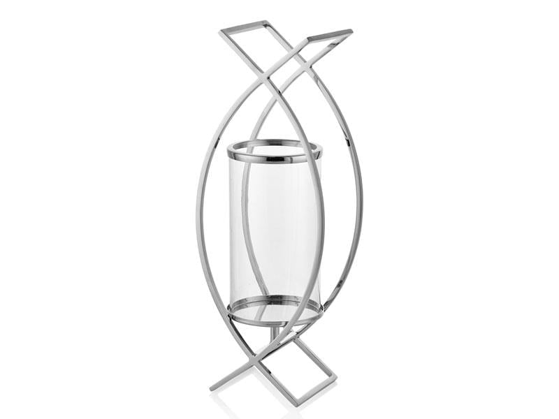 PARABOLAS NICKEL LARGE LANTERN 19X13X50 CM