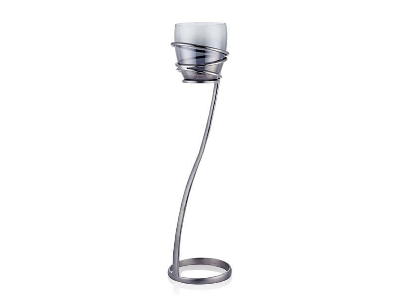 PLAYFUL LARGE NICKEL FLOOR CANDLE HOLDER 23X23X87 CM