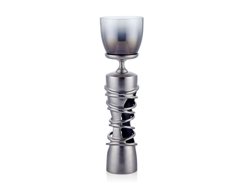 PLAYFUL LARGE NICKEL PILLAR HOLDER 14X14X51 CM