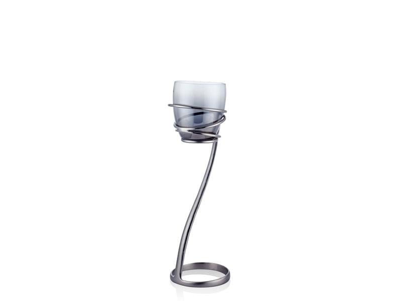PLAYFUL SMALL NICKEL FLOOR CANDLE HOLDER 21X21X69 CM