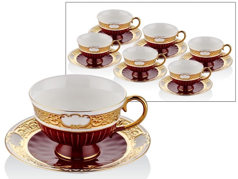 RUBENS RED GOLD 6PCS TEA CUPS SET