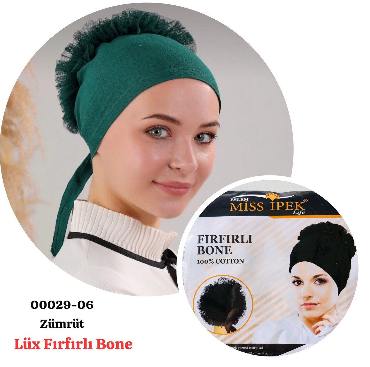 00029 Lüx Fırfırlı Bone Topuzlu
