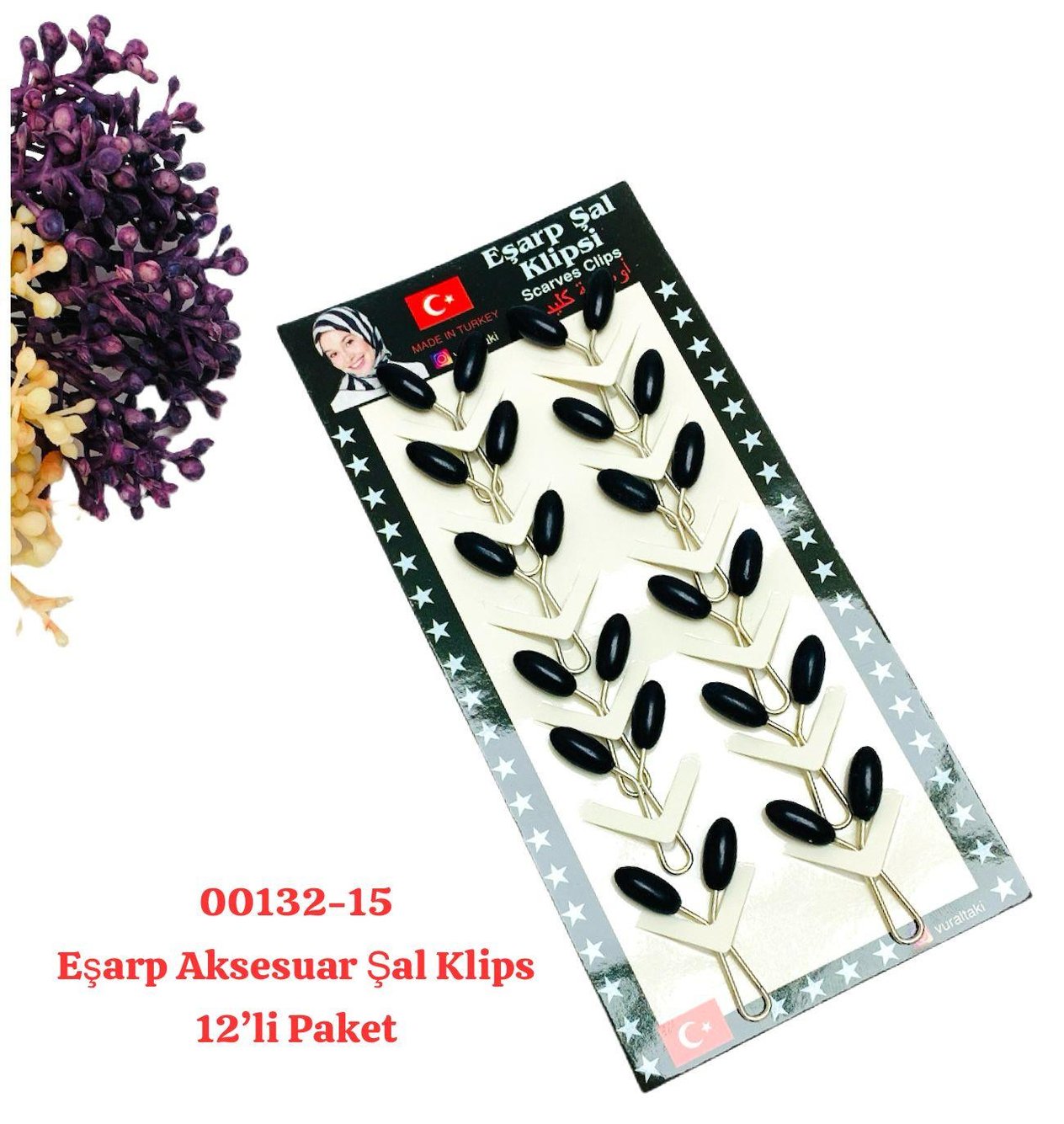 00132 Eşarp Aksesuar Şal Klips 12 'li
