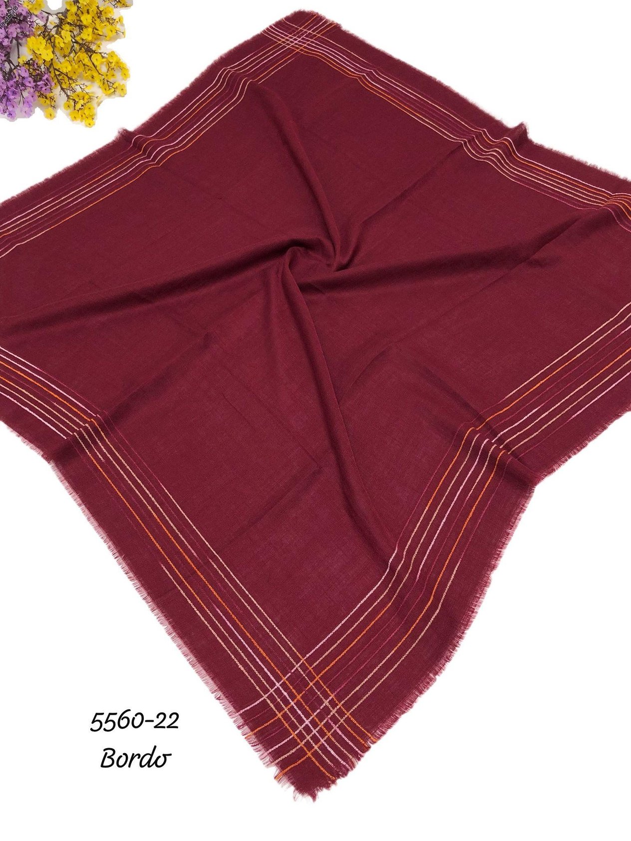 5560 Kenar Şeritli Pamuk Eşarp