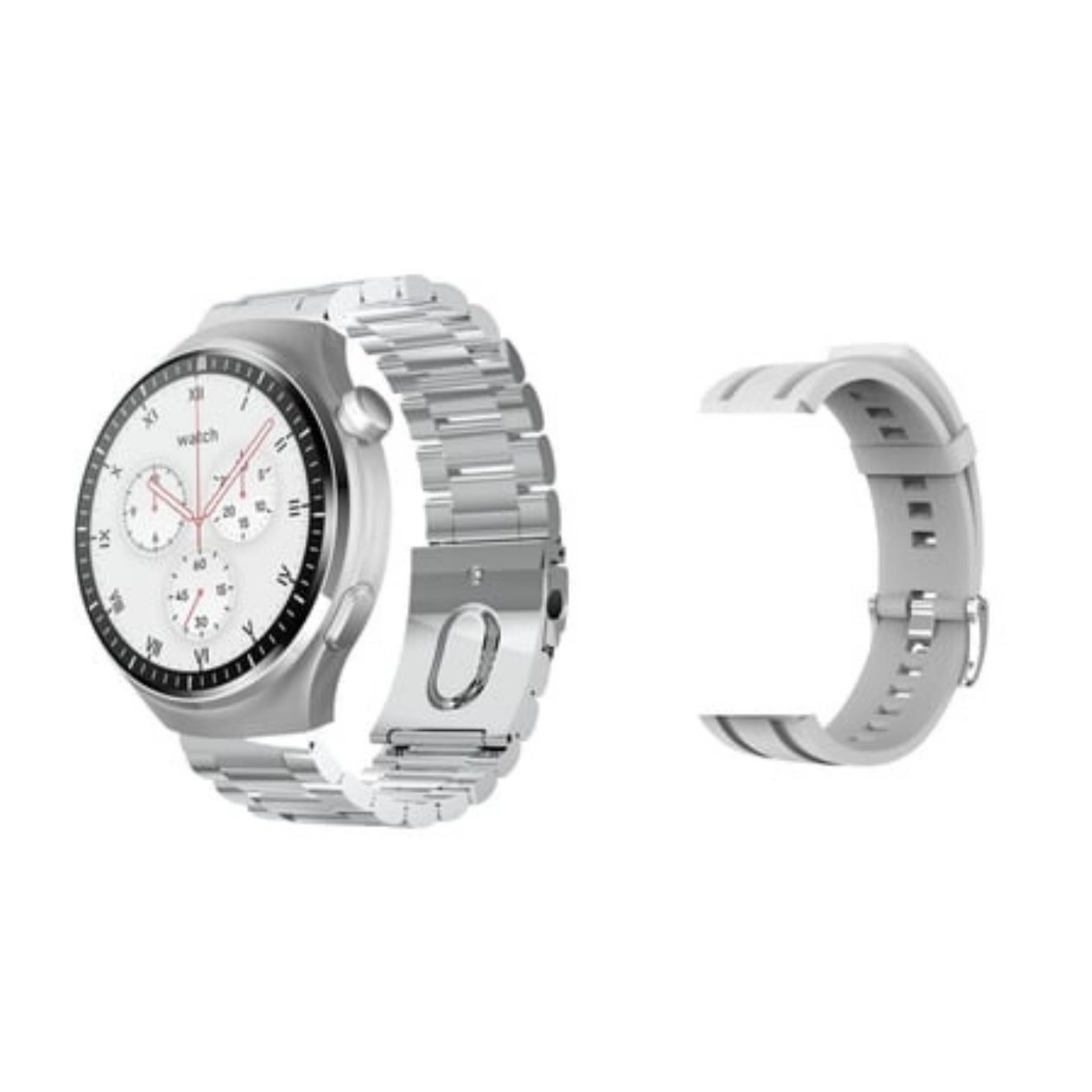 Gümüş Watch 4 Pro Plus Amoled Ekran 3 Kordonlu Akıllı Saat