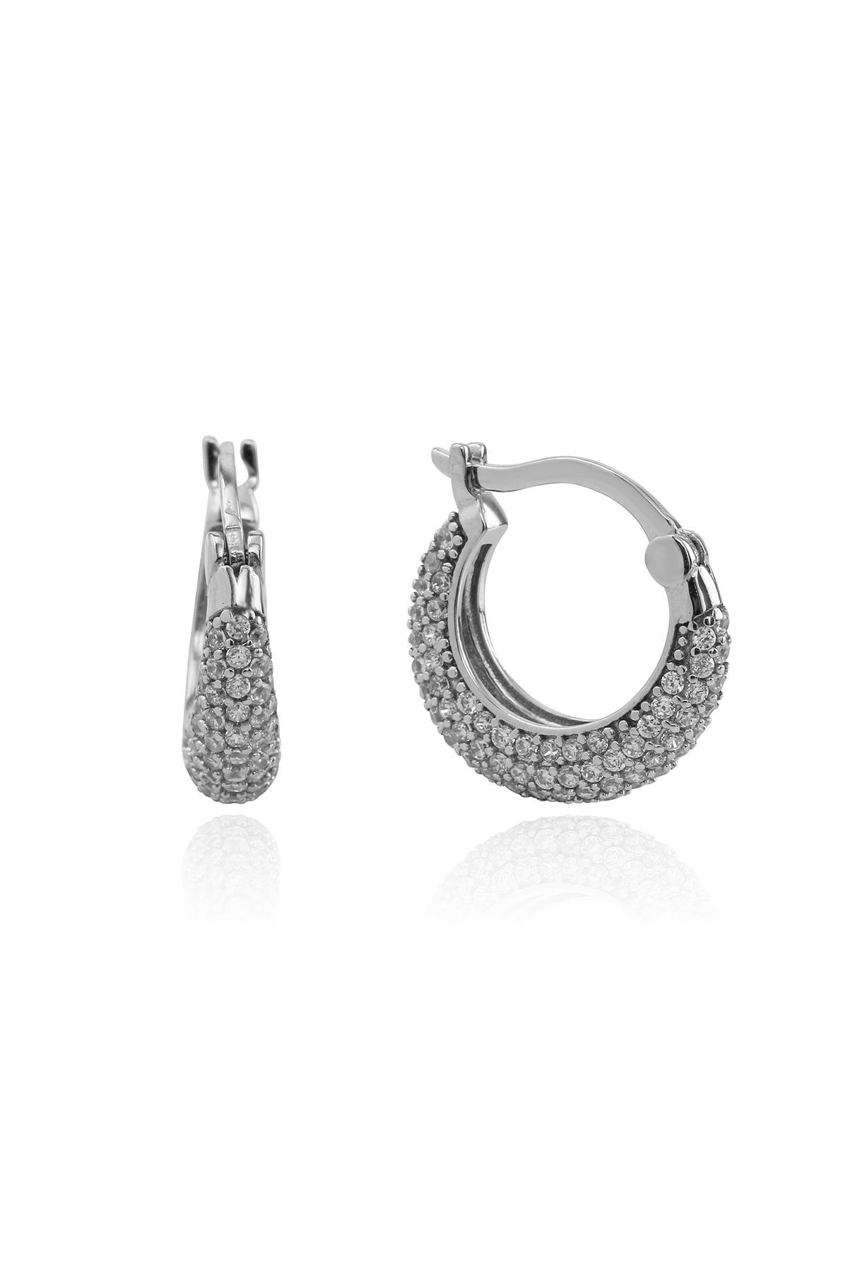 Zirkon Taşlı Oval Küpe
