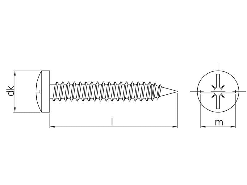 3.9x22 mm YSB Inox Saç Vidası DIN 7981