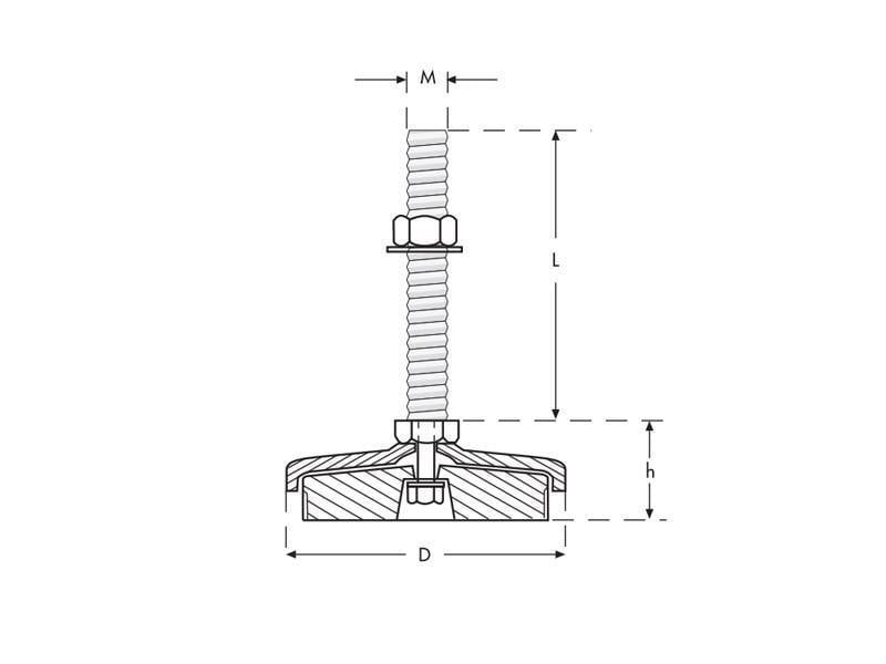 Krom Tezgah Tamponu M16x100 Çap80