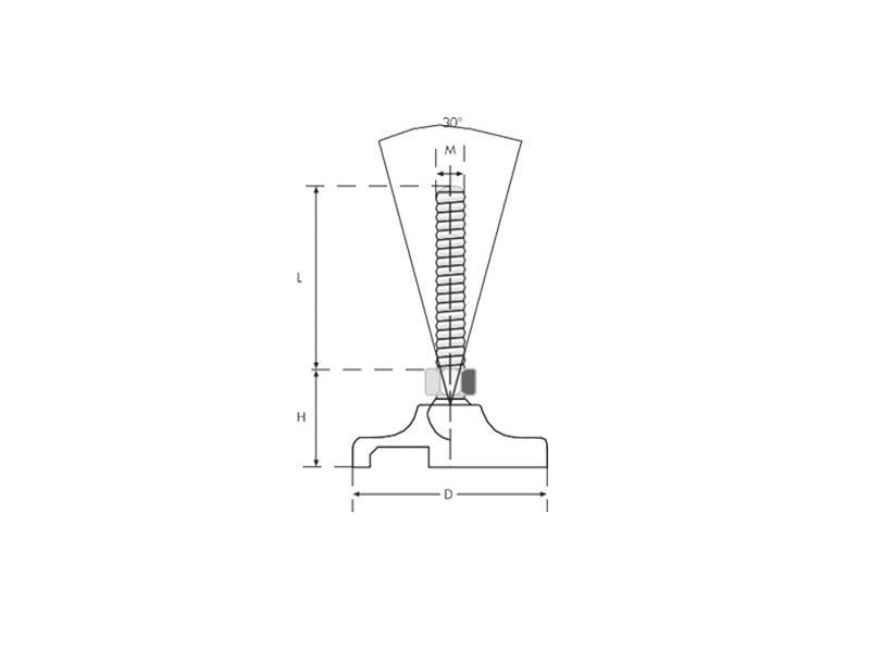 Polyamid Tabanlı Mafsallı Hafif Tip Makine Ayak  M12x50 Çap60