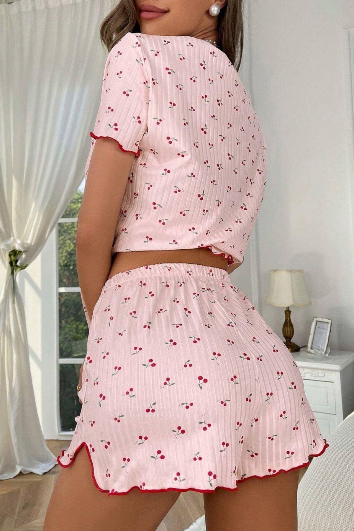 Bella Notte Pembe Kiraz Serinliği Şort Takım 7534
