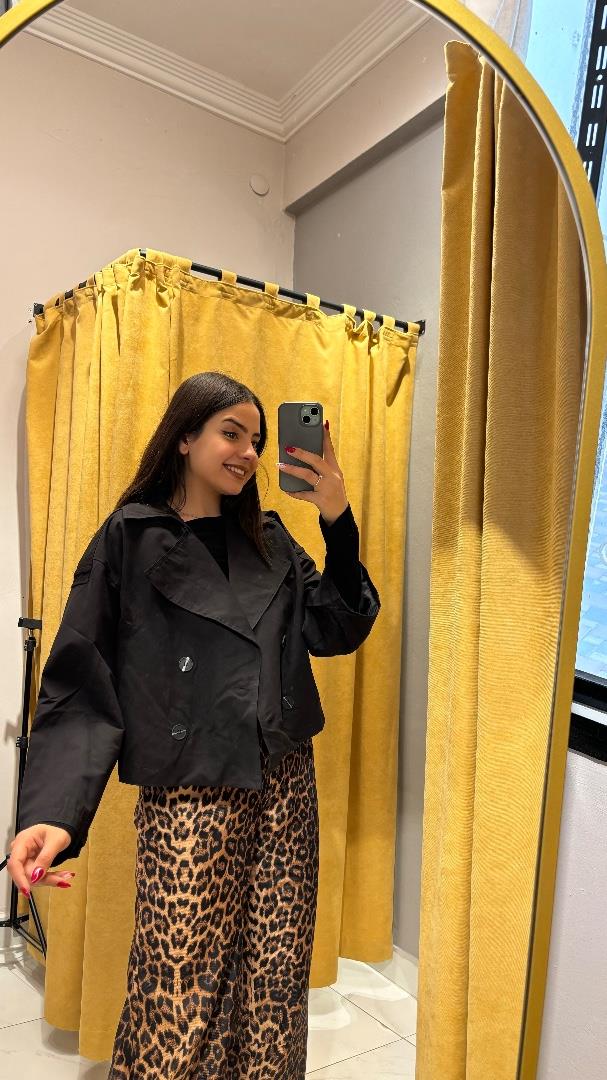 SİYAH KISA TRENCKOT