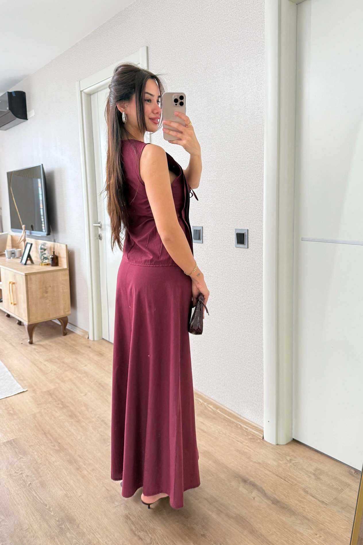 BORDO DEKOLTE DETAYLI ETEKLİ TAKIM