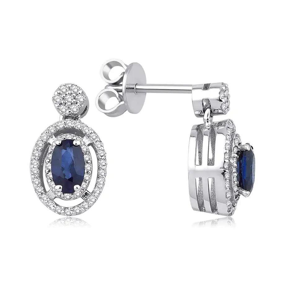 0.90 Karat Pırlantalı Safir Küpe