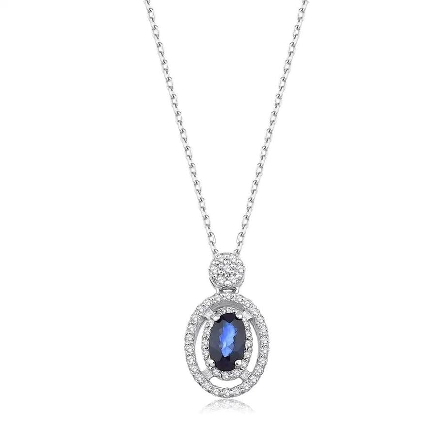 0.46 Karat Pırlanta Safir Kolye