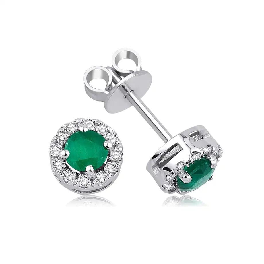 0.59 Karat Pırlantalı Zümrüt Küpe