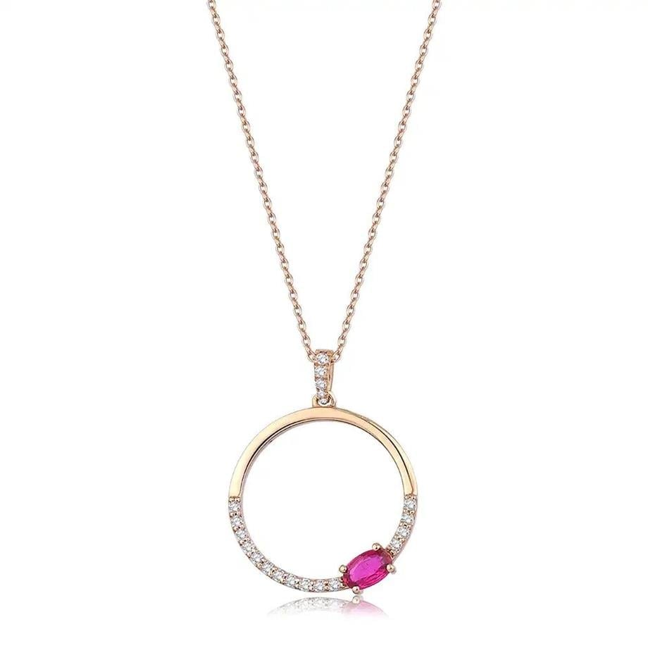 0.39 Karat Pırlantalı Yakut Kolye