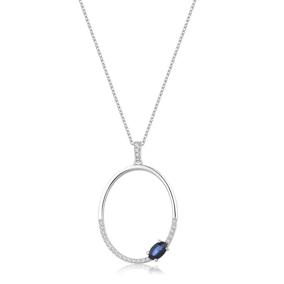0.50 Karat Pırlanta Safir Kolye
