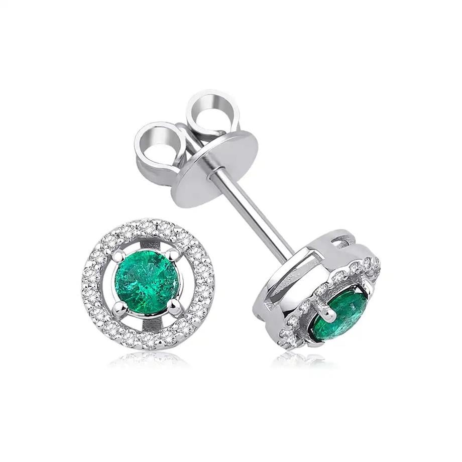 0.43 Karat Pırlantalı Zümrüt Küpe