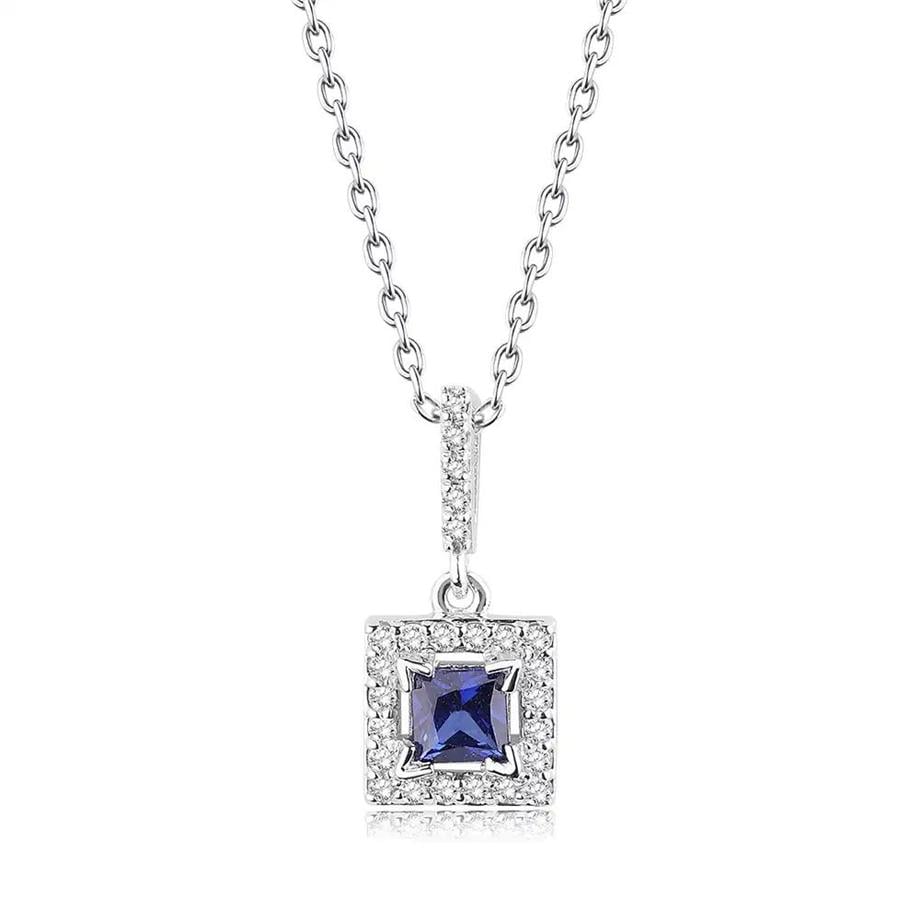 0.45 Karat Pırlanta Safir Kolye