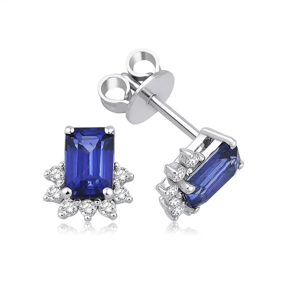 1.90 Karat Pırlantalı Safir Küpe