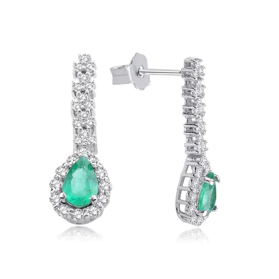 1.10 Karat Pırlantalı Zümrüt Küpe