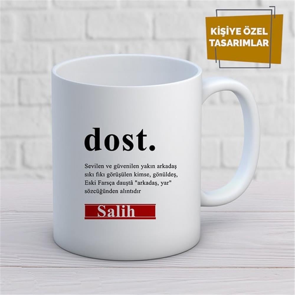 Kişiye Özel İsim Yazılabilir Dosta Güzel Sözler Kupa Bardak