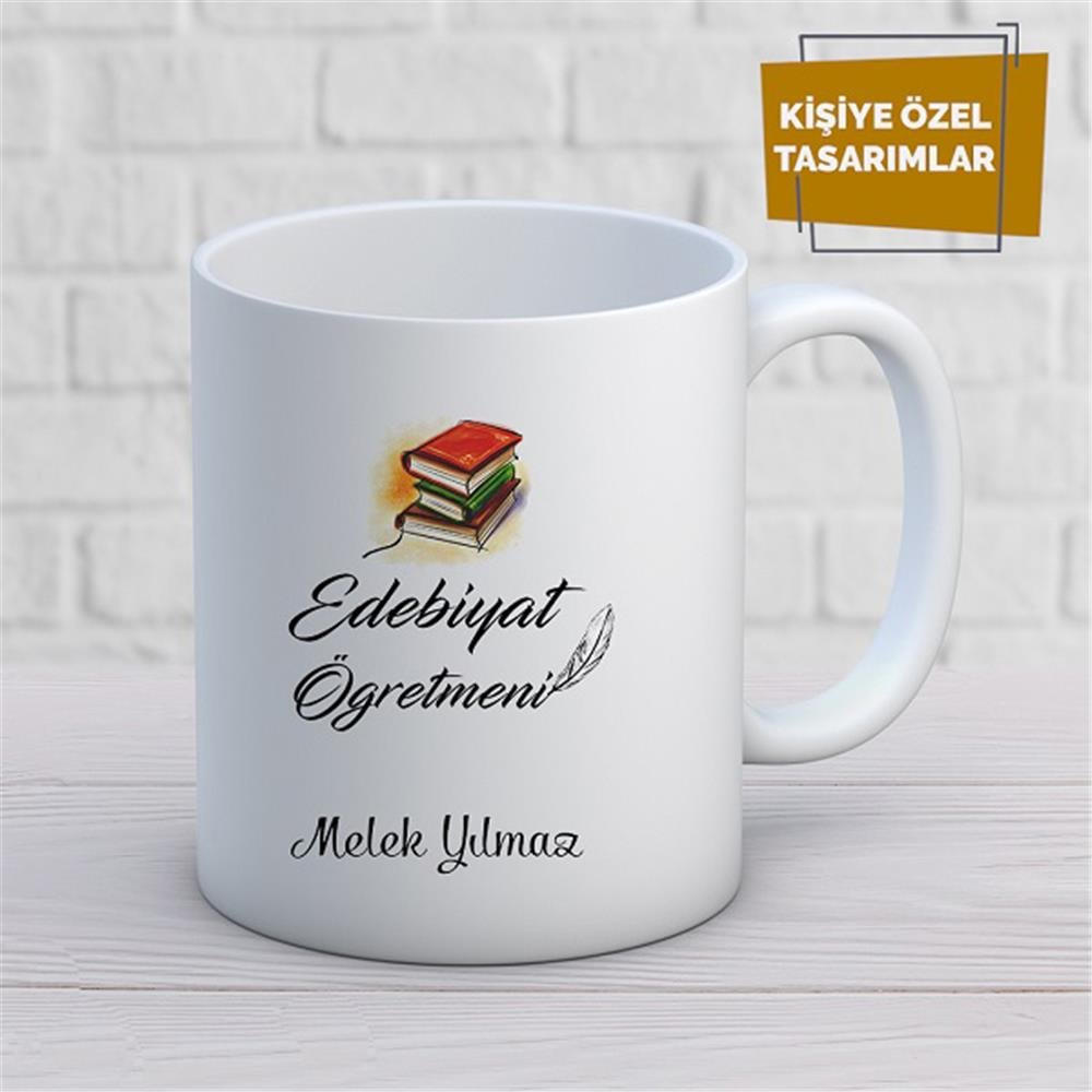 Kişiye Özel İsim Yazılabilir Edebiyat Öğretmeni Kupa Bardak