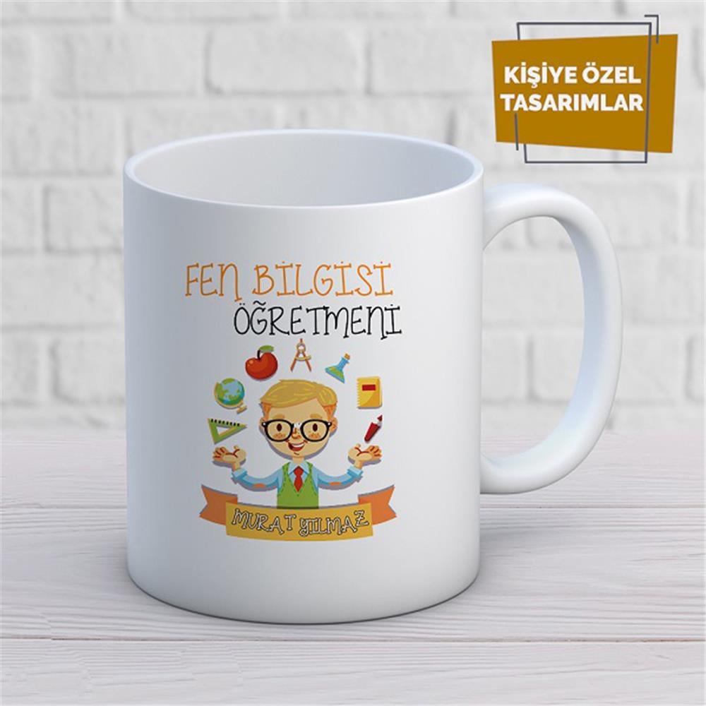 Kişiye Özel İsim Yazılabilir Fen Bilgisi Öğretmeni Kupa Bardak