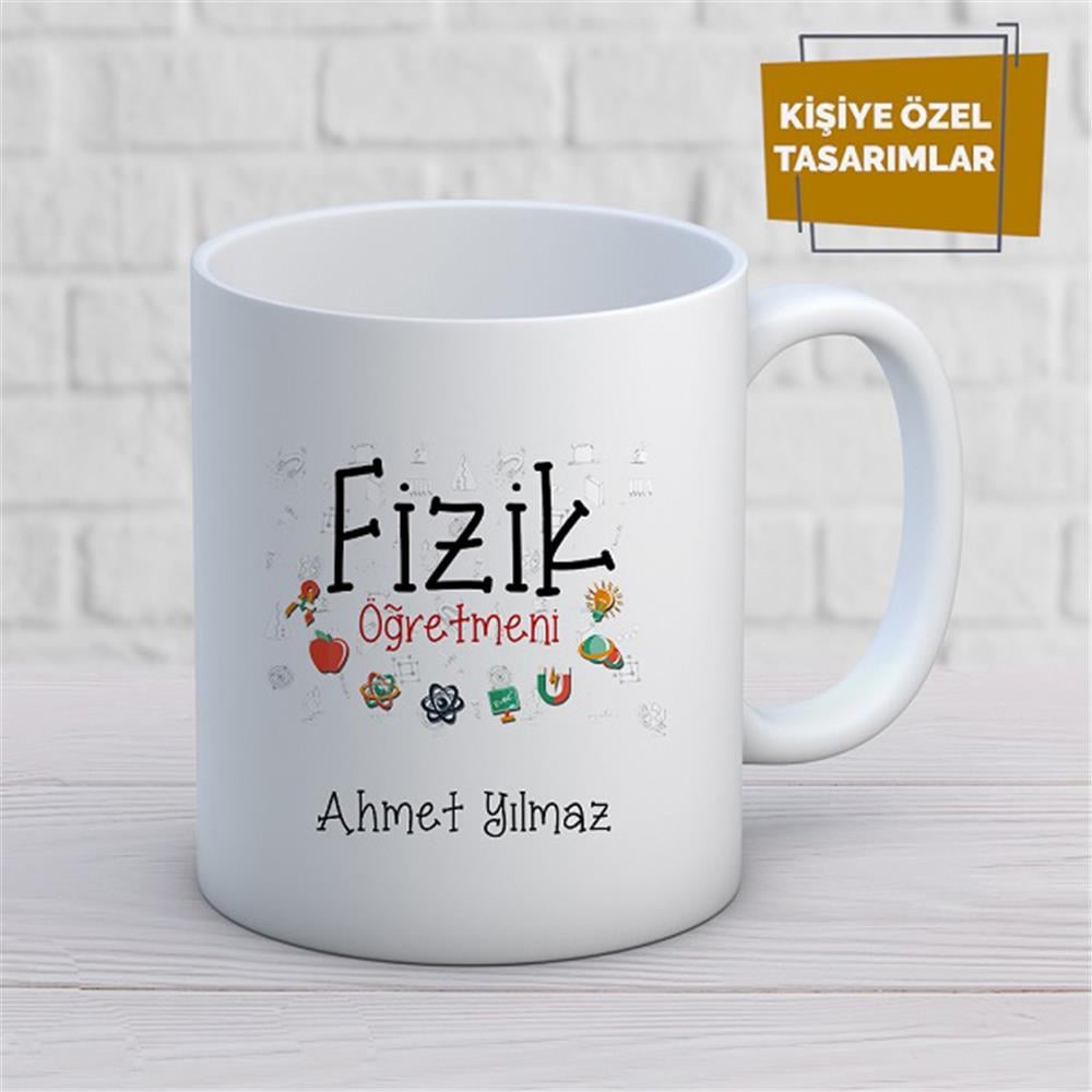 Kişiye Özel İsim Yazılabilir Fizik Öğretmeni Kupa Bardak