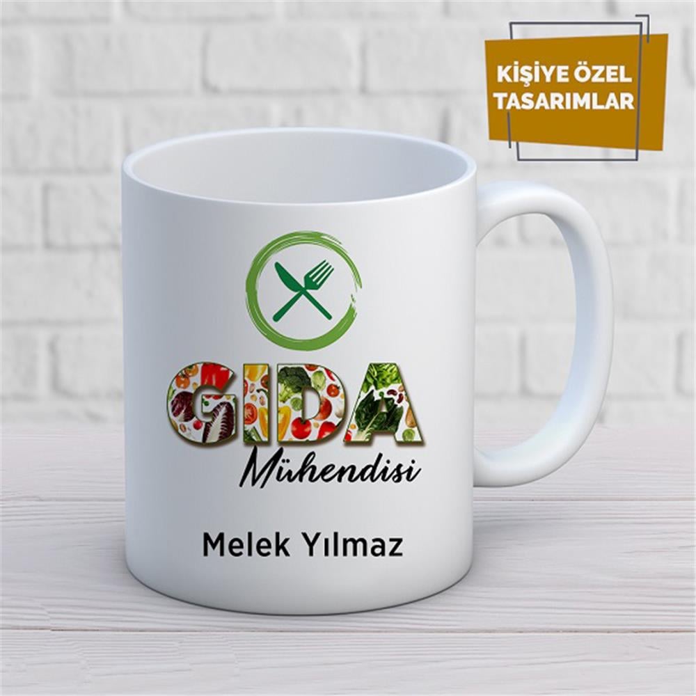 Kişiye Özel İsim Yazılabilir Gıda Mühendisi Kupa Bardak