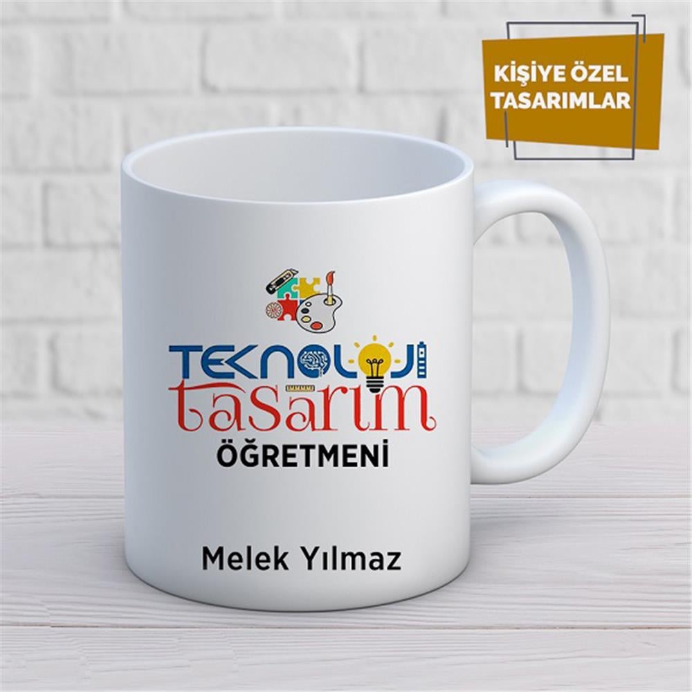 Kişiye Özel İsim Yazılabilir Tekneloji Tasarım Öğretmeni Kupa Bardak