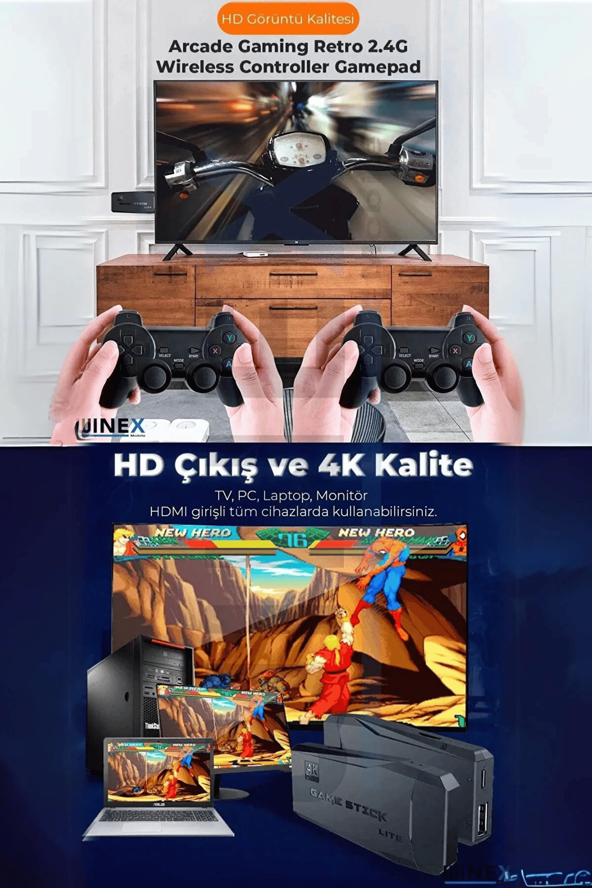 2.4g Kablosuz Çift Kol Retro Oyunlar 4k Game Stick 3500 Oyun