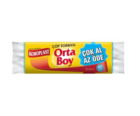 Orta Boy Çöp Torbası 40 Adet 55x60 cm